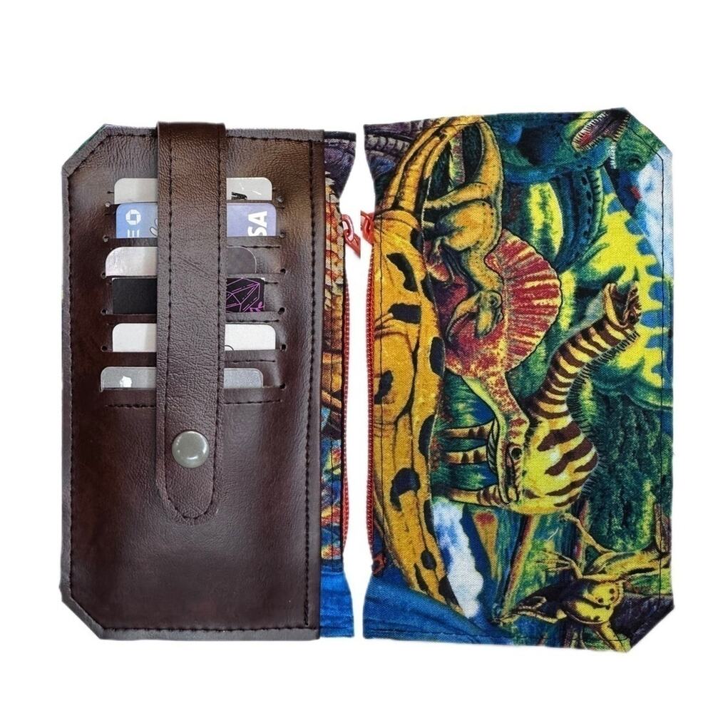 Dinosaur wallet purse pall handmade zipper vinyl